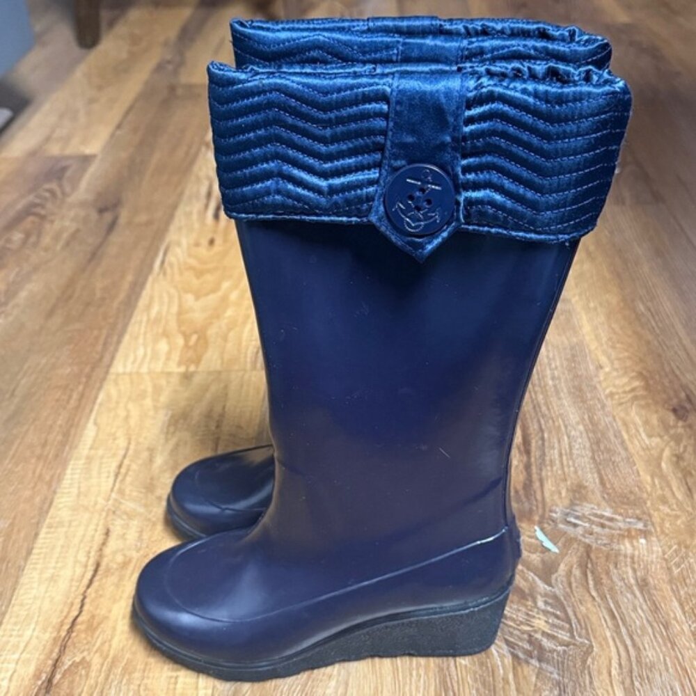 Sperry Women’s Navy Waterproof Rain Boots (2” Heel)(Size: 6M) EUC